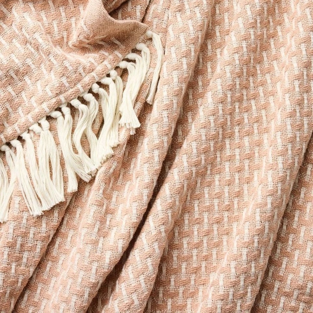 Throw Woven Pattern Medium Orange And Cream Fringed Throw Blanket Threshold Designed With Studio Fo 2