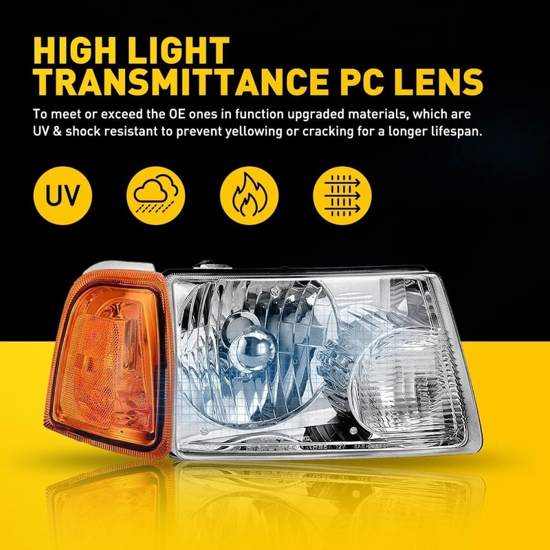 Headlamps Assembly Set For Left Right Side Durable Construction Angle Adjustable Headlight 1