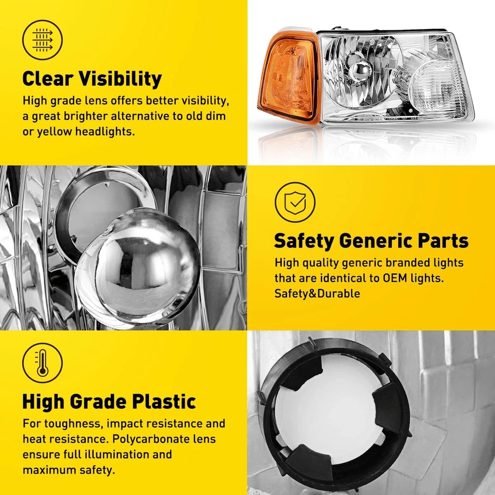 Headlamps Assembly Set For Left Right Side Durable Construction Angle Adjustable Headlight 2