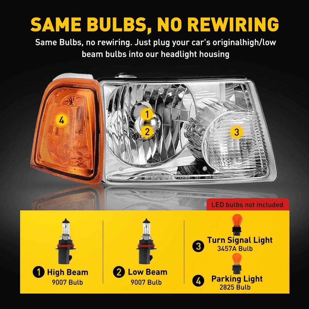 Headlamps Assembly Set For Left Right Side Durable Construction Angle Adjustable Headlight 3