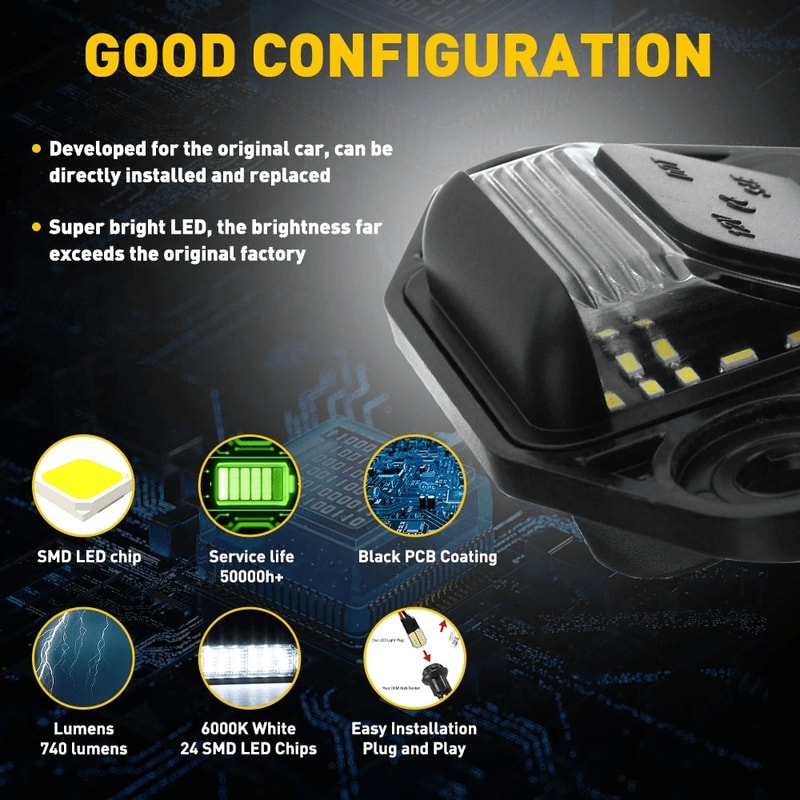 LED License Plate Light For Cars LED Waterproof Plug Play Replacement 2