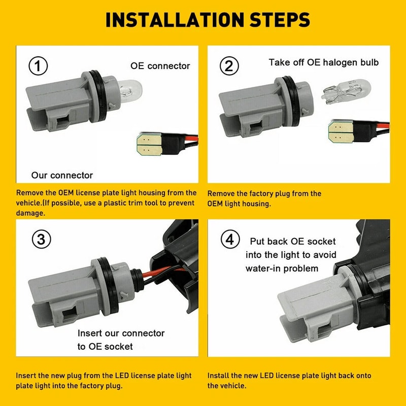 LED License Plate Light For Cars LED Waterproof Plug Play Replacement 9