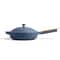 Ceramic Glass AllinOne Pan Cookware Set Blue Nonstick Steamer Basket 3