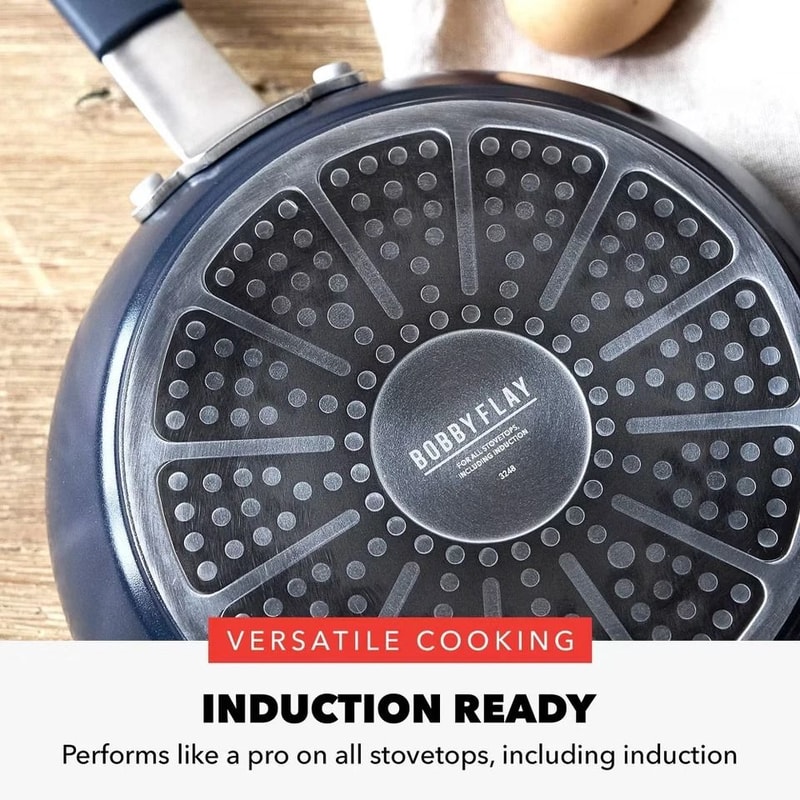 Ceramic Nonstick Aluminum Saute Pan With Lid Oxford Blue NonToxic Induction Safe Easy To Clean 3