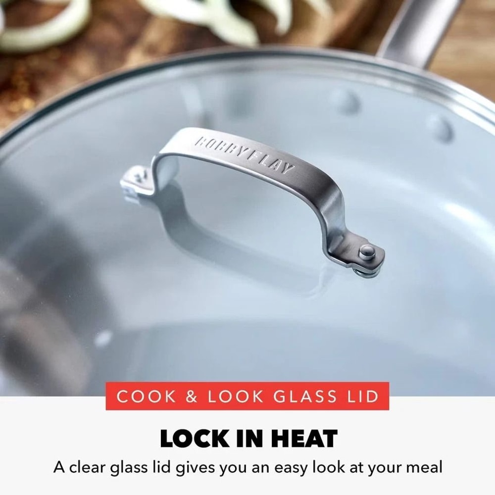 Ceramic Nonstick Aluminum Saute Pan With Lid Oxford Blue NonToxic Induction Safe Easy To Clean 4