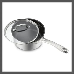 ceramic stainless steel sauce pan set, silver cover, nonstick, dishwasher safe, induction compatible