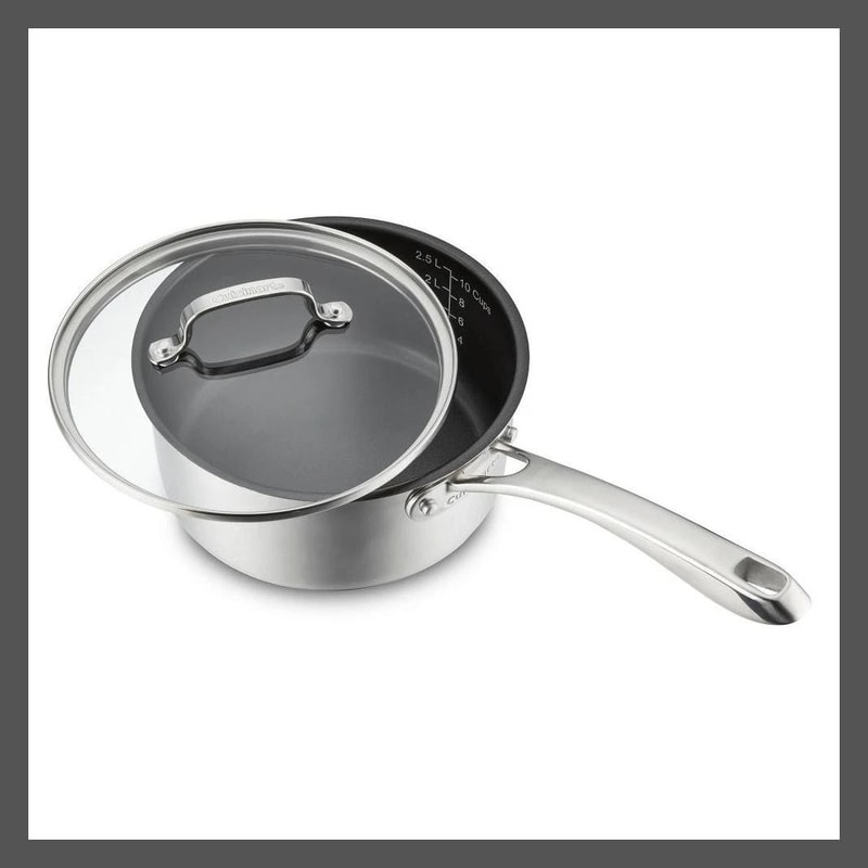 Ceramic Stainless Steel Sauce Pan Set Silver Cover Nonstick Dishwasher Safe Induction Compatible 0