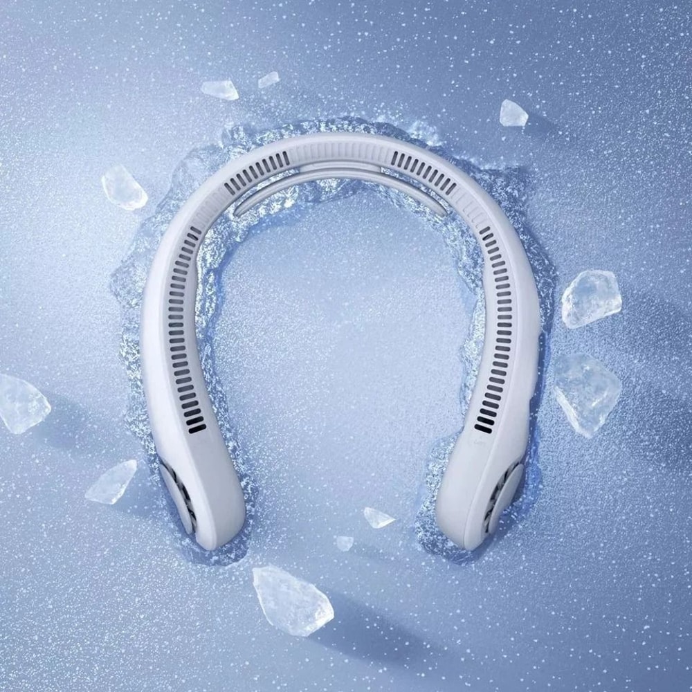 Gray Portable Neck Fan Bladeless Fan With Adjustable Neckband 165 Hours Long Battery UltraQuiet Coo
