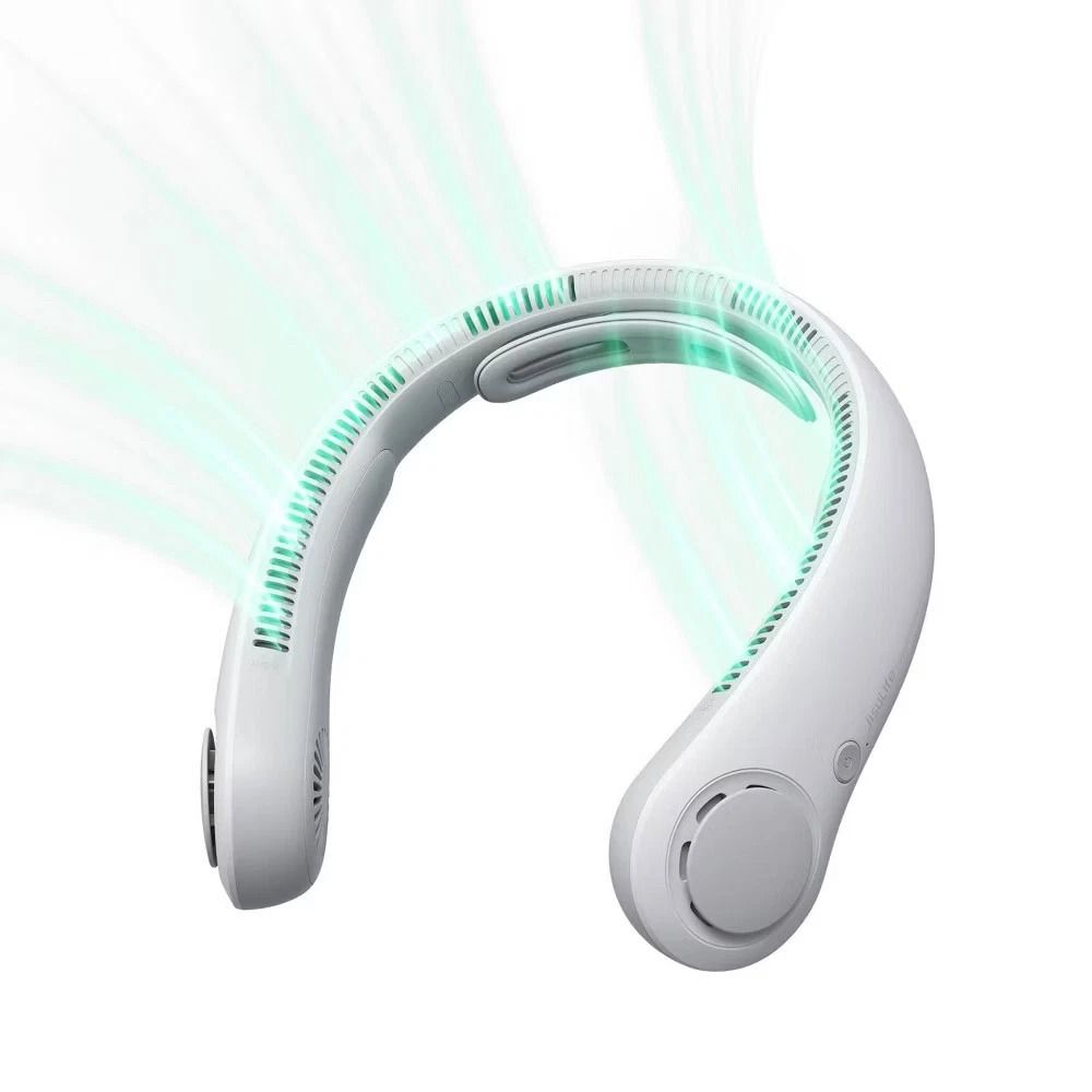 Gray Portable Neck Fan Bladeless Fan With Adjustable Neckband 165 Hours Long Battery UltraQuiet Coo