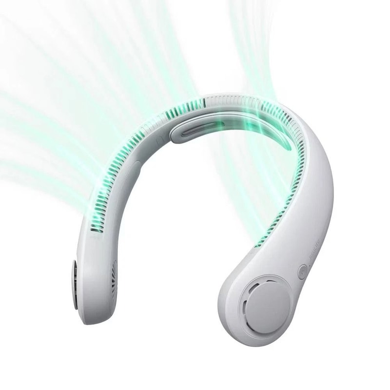 Gray Portable Neck Fan Bladeless Fan With Adjustable Neckband 165 Hours Long Battery UltraQuiet Coo