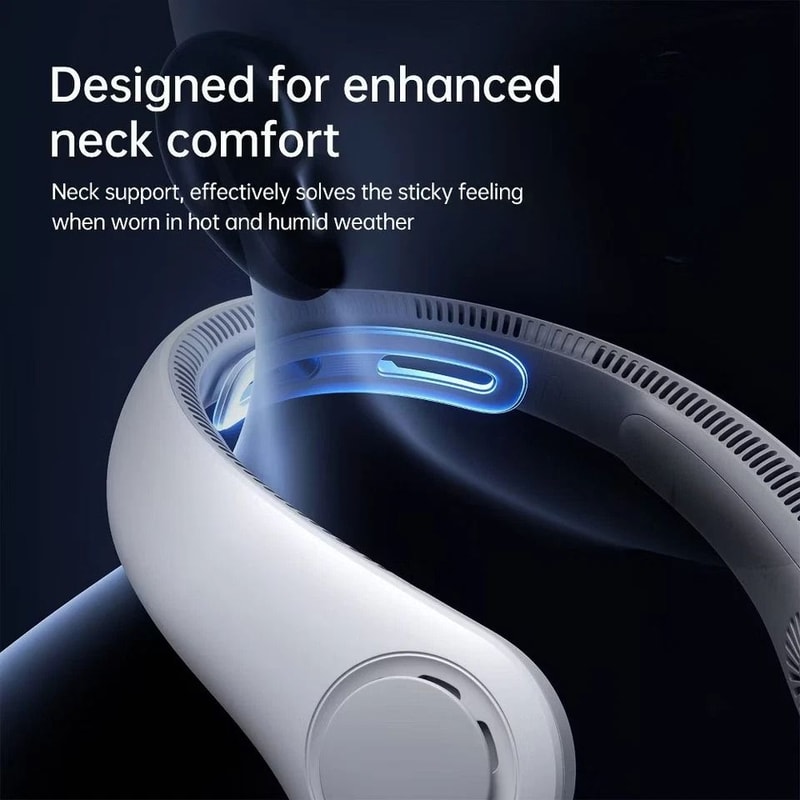 Gray Portable Neck Fan Bladeless Fan With Adjustable Neckband 165 Hours Long Battery UltraQuiet Coo
