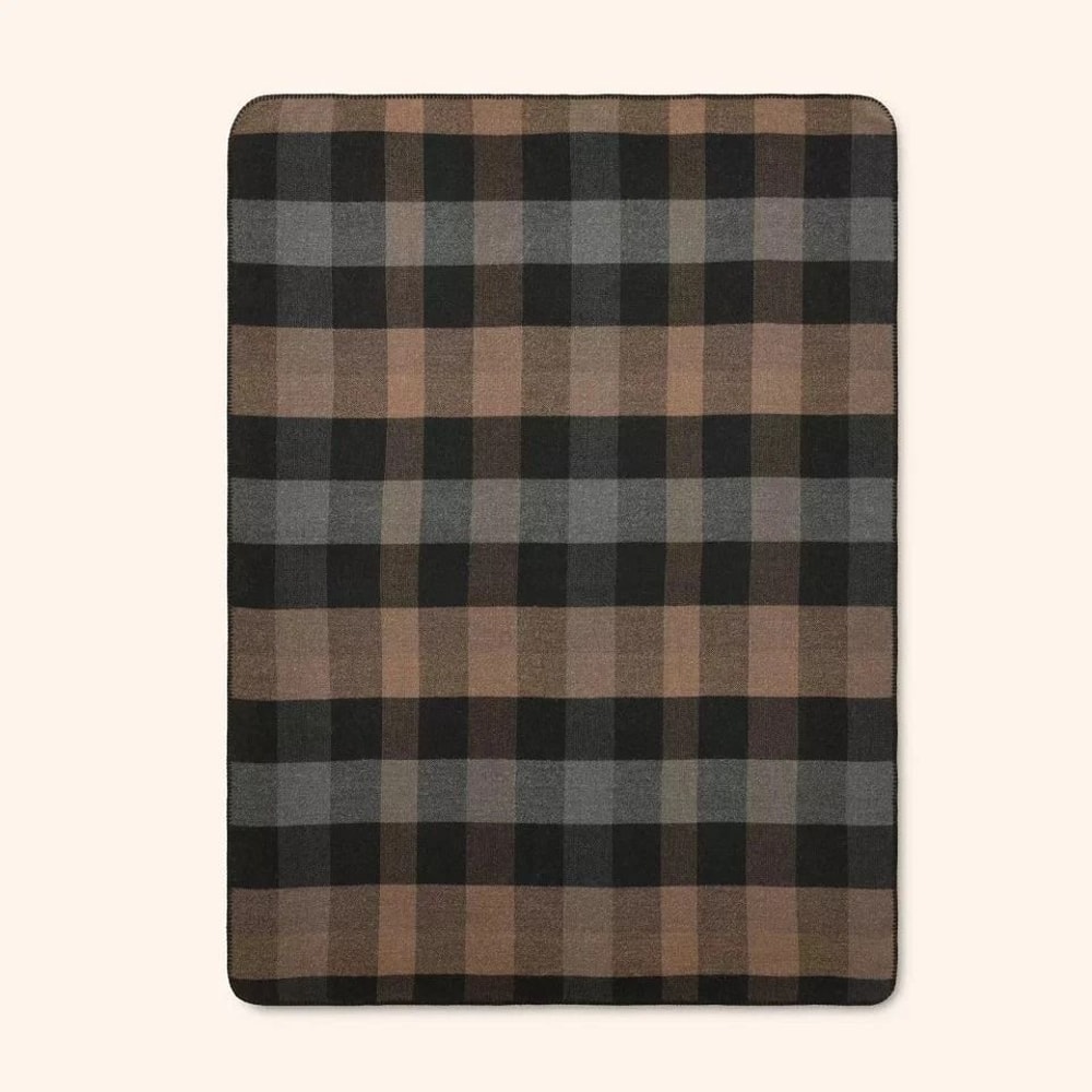 Woolrich Plaid Throw Blanket BrownBlack Midweight AcrylicWool Blend Cozy And Machine Washable 3