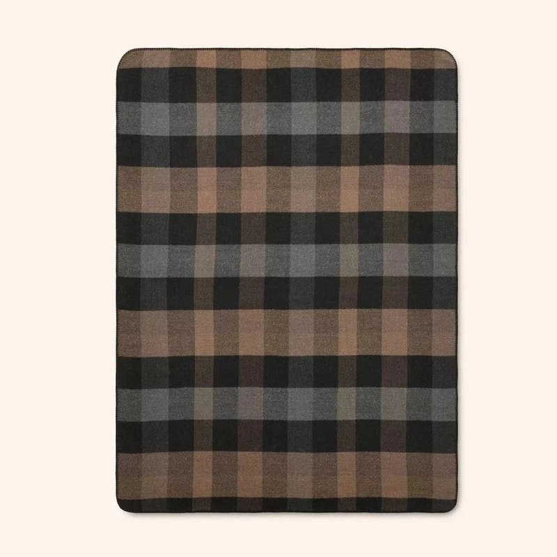 Woolrich Plaid Throw Blanket BrownBlack Midweight AcrylicWool Blend Cozy And Machine Washable 3