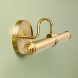 cordless gallery light brass, hearth & hand with magnolia, led, wall-mountable, rechargeable, adjustable brightness