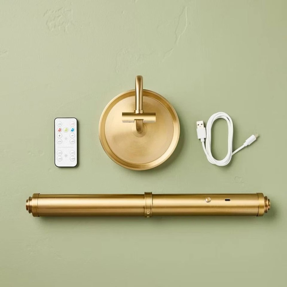 Cordless Gallery Light Brass Hearth Hand With Magnolia LED WallMountable Rechargeable Adjustable B 2