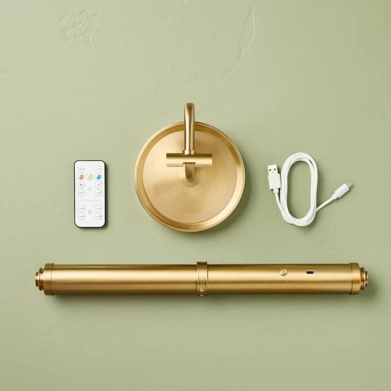 Cordless Gallery Light Brass Hearth Hand With Magnolia LED WallMountable Rechargeable Adjustable B 2