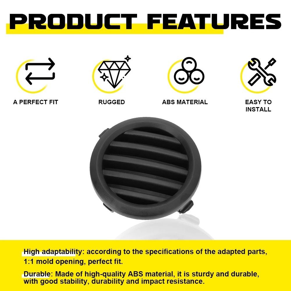 Front Left Fog Light Cover Bezel Modern Look Durable ABS Easy To Install ImpactResistant For Car Fo 4