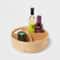 Bamboo Lazy Susan Turntable With Dividers Light Yellow Compartment Rotating Organizer For Spices Co 0