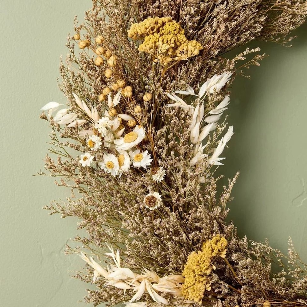 Hearth Hand With Magnolia Preserved Spring Grass Wreath Natural Dried Flowers And Grass For Door 1
