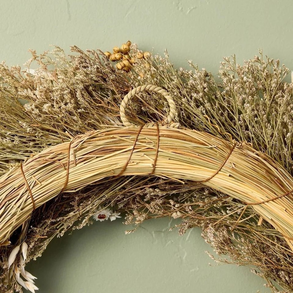 Hearth Hand With Magnolia Preserved Spring Grass Wreath Natural Dried Flowers And Grass For Door 3
