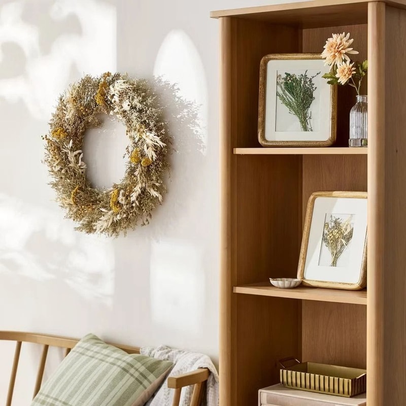 Hearth Hand With Magnolia Preserved Spring Grass Wreath Natural Dried Flowers And Grass For Door 2