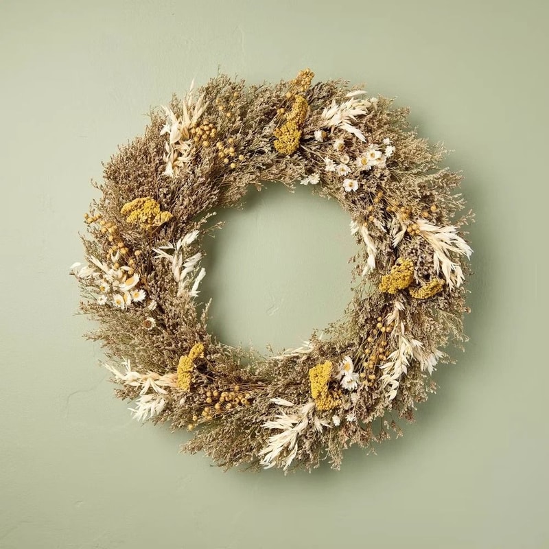 Hearth Hand With Magnolia Preserved Spring Grass Wreath Natural Dried Flowers And Grass For Door 4