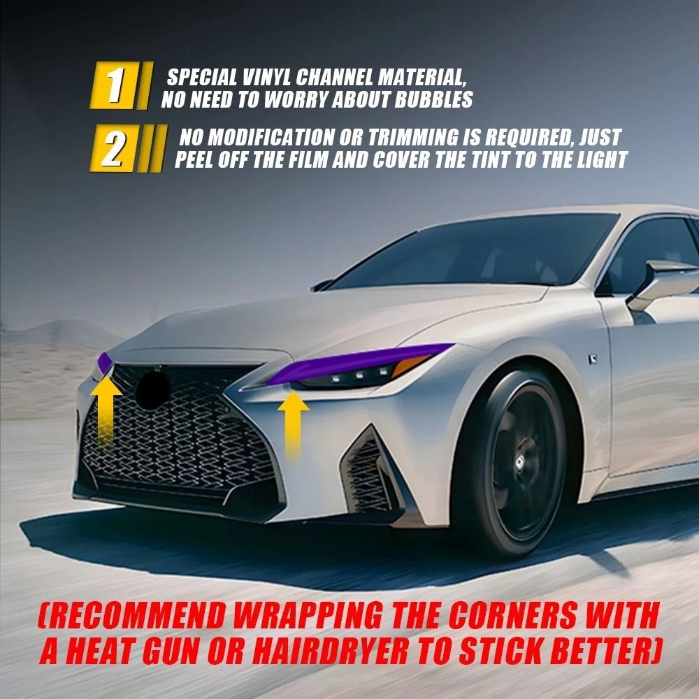 Purple Headlight Overlay Vinyl DRL Tint For Front Lights Premium Durable Protective Car Headlight F 5