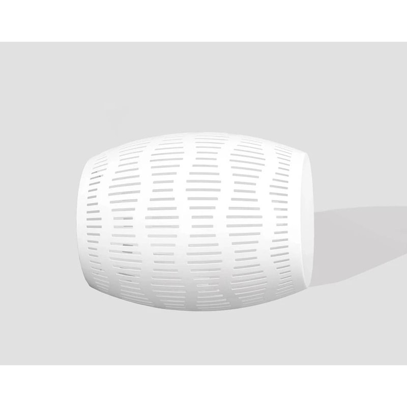 White Metal Cutout Round Patio Accent Table RustResistant Barrel Shape No Assembly Room Essentials 2