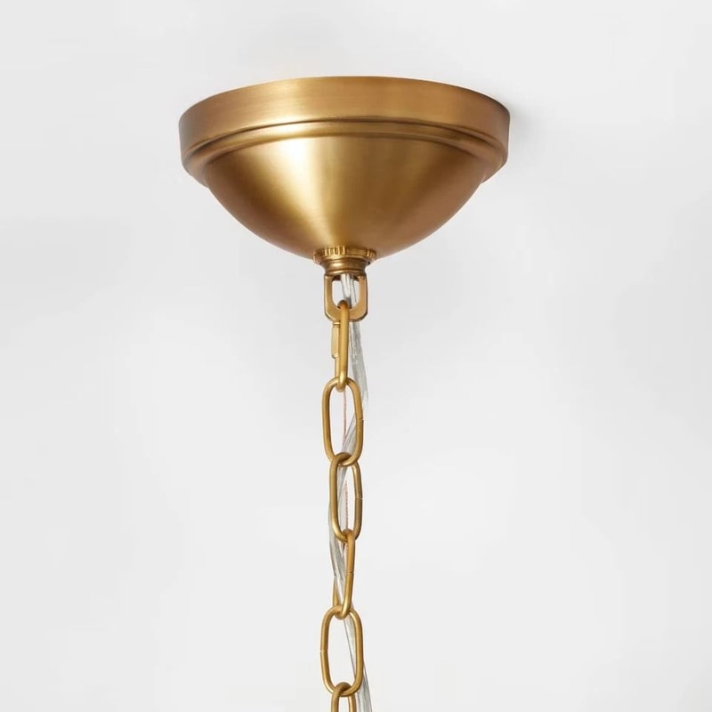 Studio Ring Chandelier Brass No Shade Hardwired Installation Elegant Metal Fixture For Dining Room 2