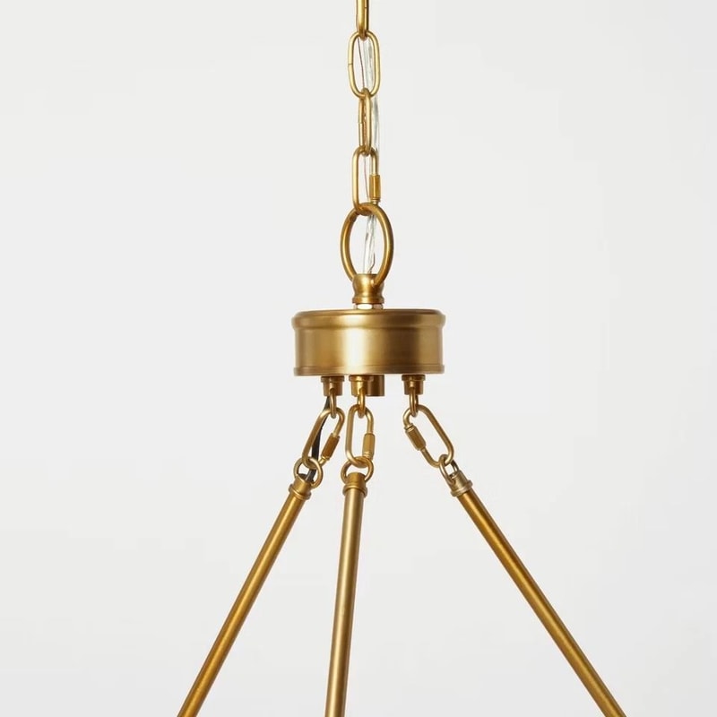 Studio Ring Chandelier Brass No Shade Hardwired Installation Elegant Metal Fixture For Dining Room 3