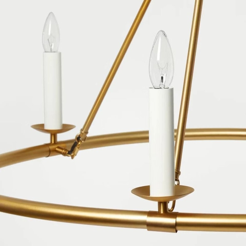 Studio Ring Chandelier Brass No Shade Hardwired Installation Elegant Metal Fixture For Dining Room 4