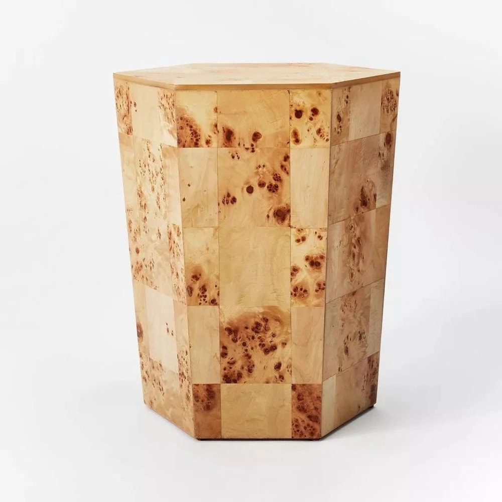 Wood Accent Table By Threshold Designed With Studio McGee Unique Hexagon Shape Wood Composite 1