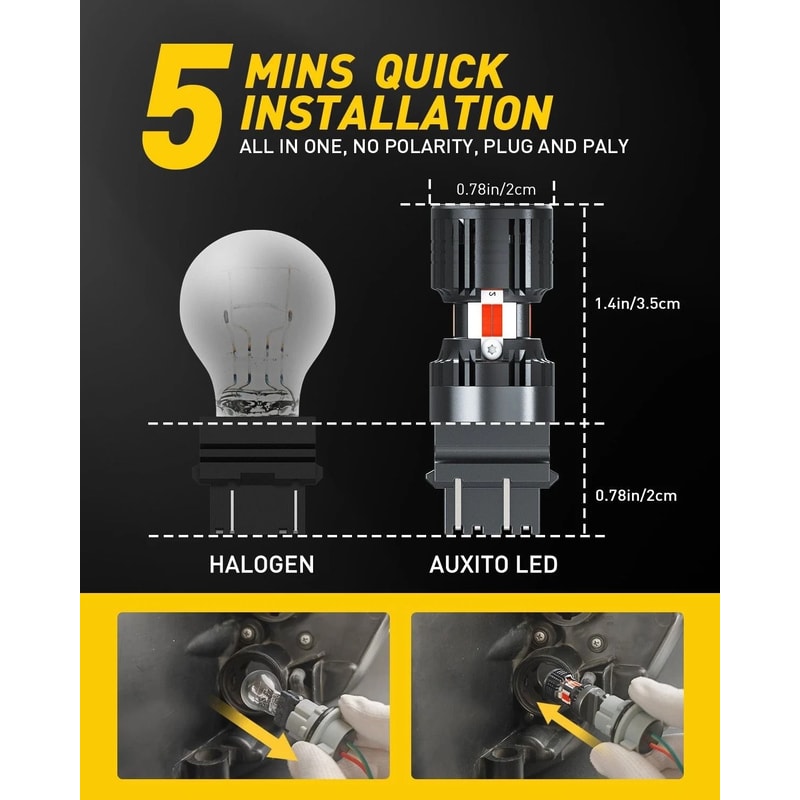 Red LED Brake Signal Tail Light Bulbs Brighter LED ErrorFree Easy PlugandPlay Installation 4