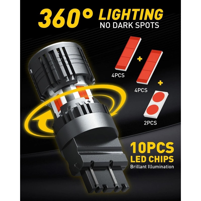Red LED Brake Signal Tail Light Bulbs Brighter LED ErrorFree Easy PlugandPlay Installation 5