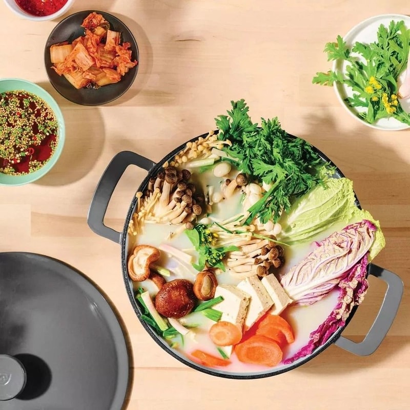 Enamel Dutch Oven Gray Eclipse Cast Iron Stock Pot OvenSafe Induction Ready Even Heating Cookware 2