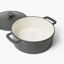 enamel dutch oven, gray eclipse, cast iron stock pot, oven-safe, induction ready, even heating cookware