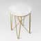 Marble Round Threshold End Table Narrow Design With Crisscross Gold Legs MidCentury Modern Accent F 0