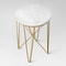 Marble Round Threshold End Table Narrow Design With Crisscross Gold Legs MidCentury Modern Accent F 0