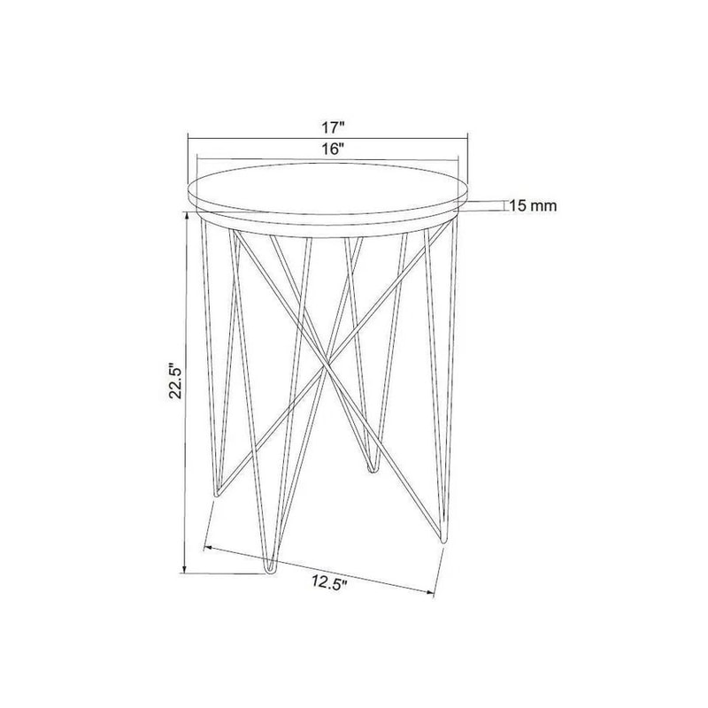 Marble Round Threshold End Table Narrow Design With Crisscross Gold Legs MidCentury Modern Accent F 3