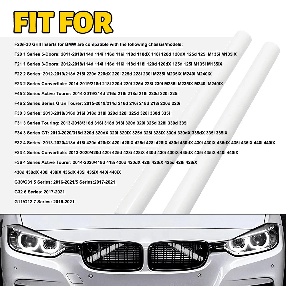 White Grill Bar V Brace Front Grille Trim Strip Cover Car Series Styling Accessory 2