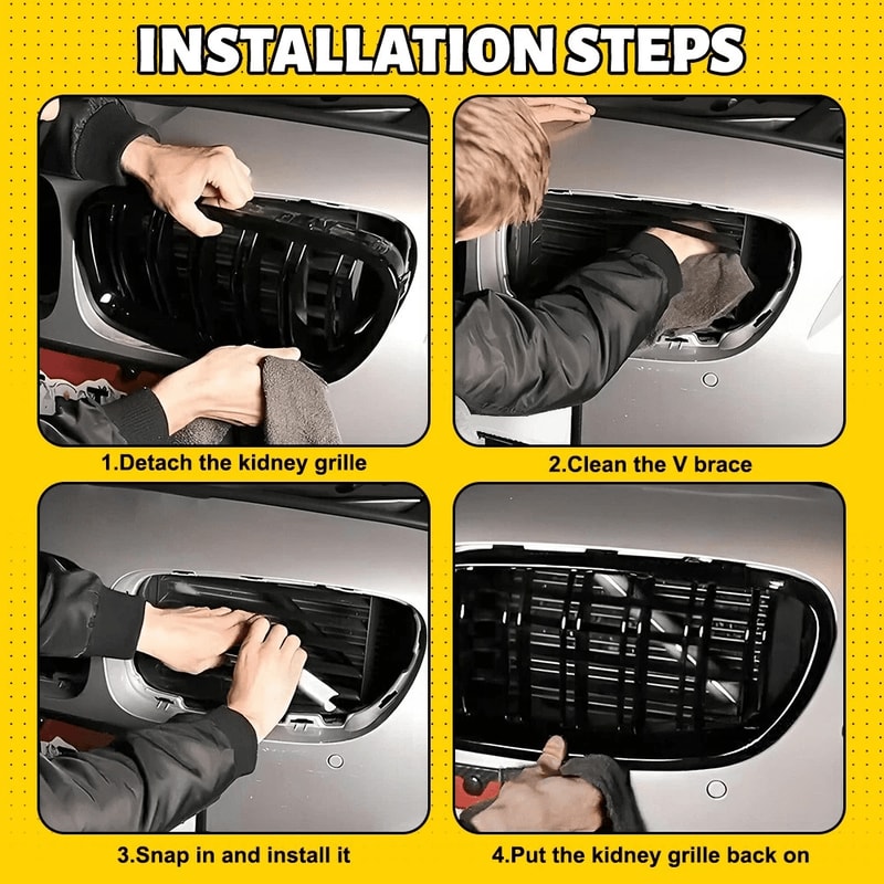 White Grill Bar V Brace Front Grille Trim Strip Cover Car Series Styling Accessory 5