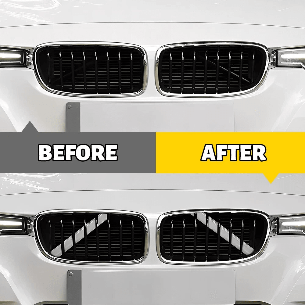 White Grill Bar V Brace Front Grille Trim Strip Cover Car Series Styling Accessory 6