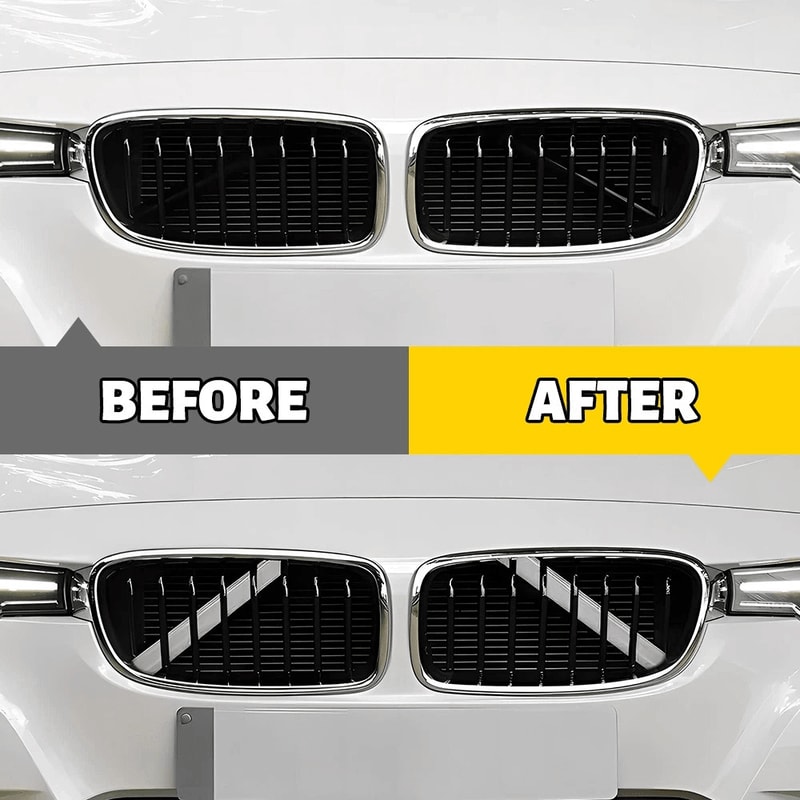 White Grill Bar V Brace Front Grille Trim Strip Cover Car Series Styling Accessory 6