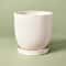 Cream Stoneware Planter Pot With Saucer IndoorOutdoor Use Glossy Finish Hearth Hand Drainage Hole 0