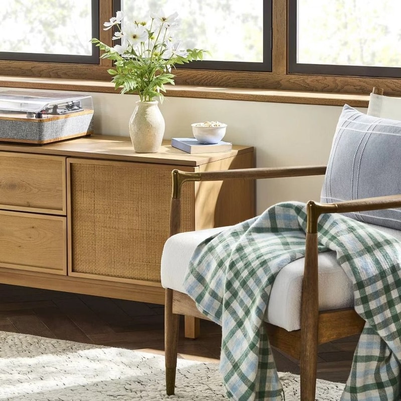 Plaid Woven Fringe Throw Blanket Hearth Hand With Magnolia Cozy Decorative Blanket 1