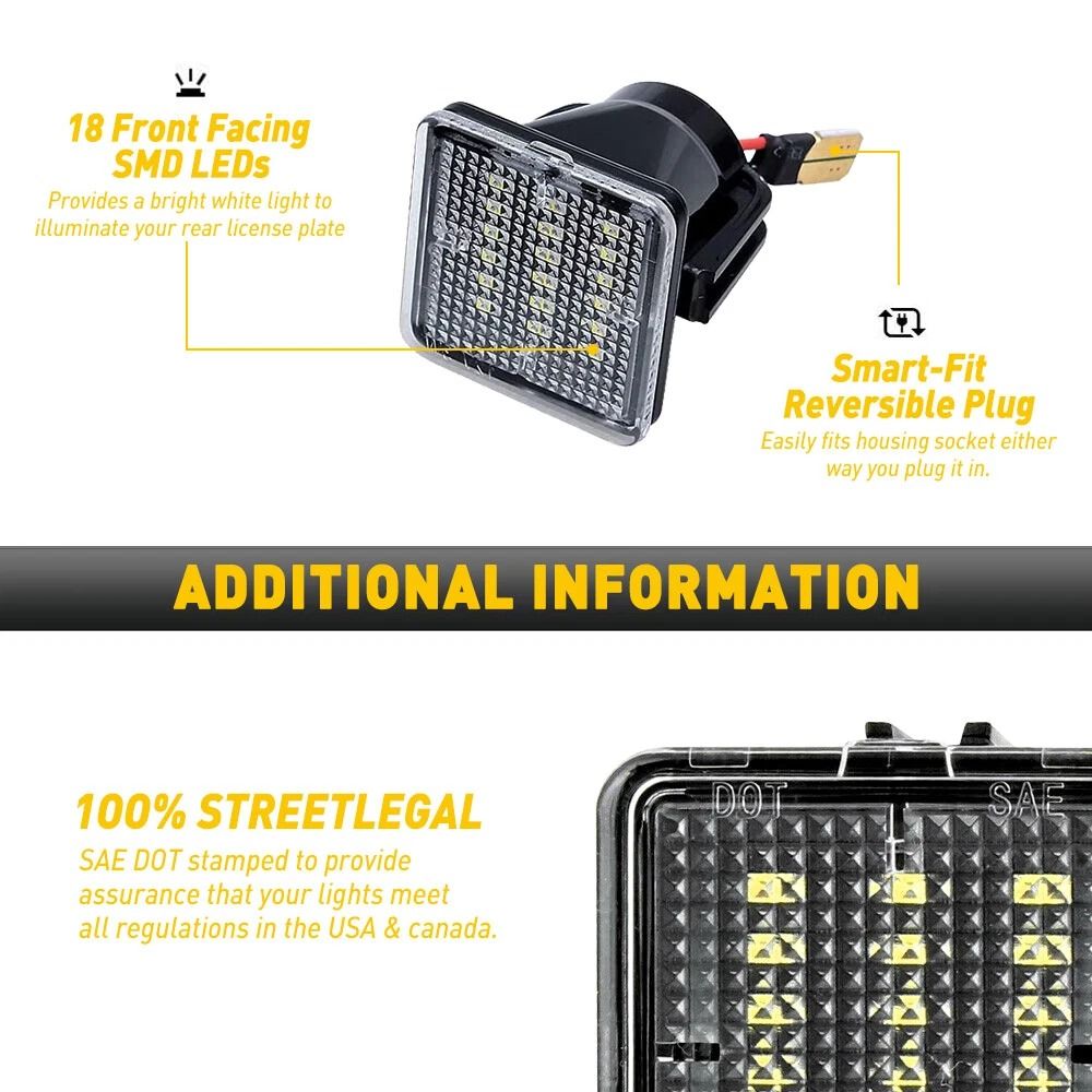 LED White License Plate Lights Waterproof High Brightness Easy Plug Play Installation 5