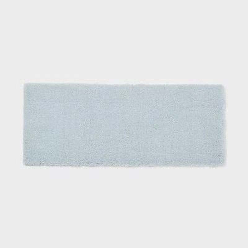 Heavyweight Threshold Tufted Bath Rug Runner Light Blue High Pile Soft Durable For Bathroom 0