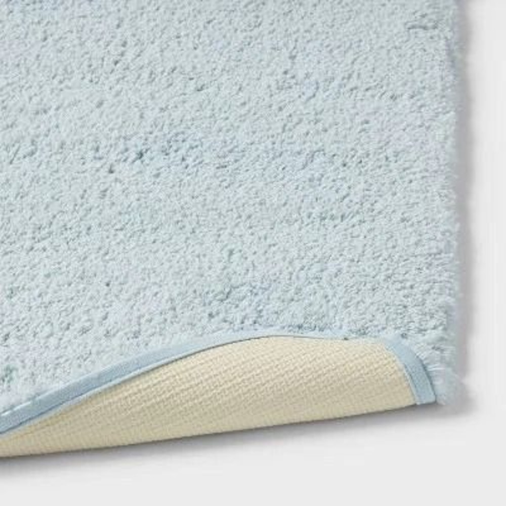 Heavyweight Threshold Tufted Bath Rug Runner Light Blue High Pile Soft Durable For Bathroom 2
