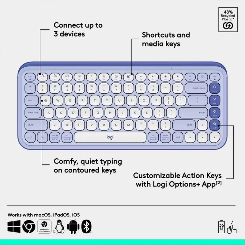 POP Icon Keys Wireless Bluetooth Keyboard Comfortable Typing Compatible With Laptop 5