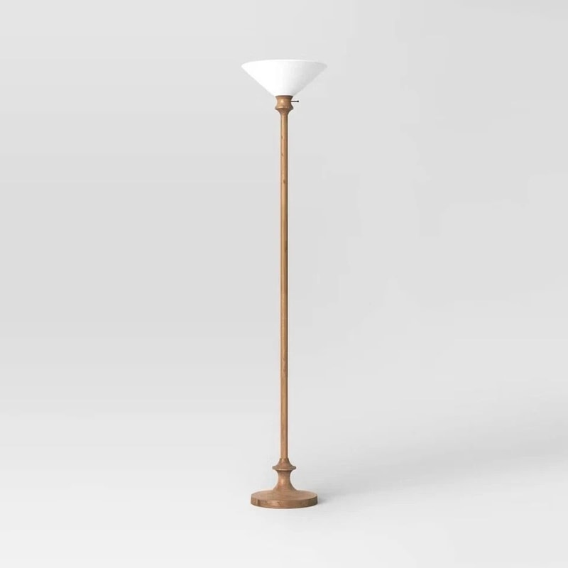 Natural Brown Torchiere Floor Lamp Threshold Cone Shade Way Lighting Metal Base Stylish Room Lighti 1